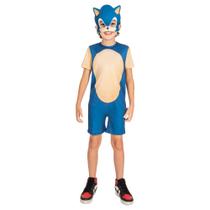 Fantasia Sonic Macacão Curto Com Máscara Infantil Fantasia Sonic Macacão Curto Com Máscara Infantil