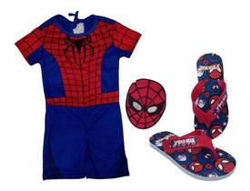 Fantasia Spider Man Homem Aranha Infantil Mascara E Chinelo