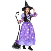 Fantasia Spooktacular Creations Witch para meninas com luz e vassoura