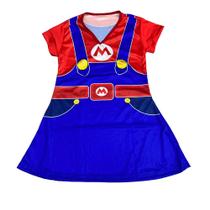 Fantasia Super Mario Vestido Meninas Halloween Carnaval Roupa Infantil Fant1000