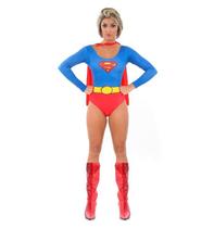 Fantasia Super Mulher Adulto Body Com Capa