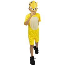Fantasia Super Sonic Infantil Curta Amarelo Com Máscara