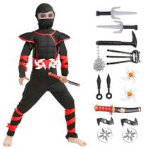 Fantasia Szsppinnshp Halloween Ninja para meninos e crianças preta