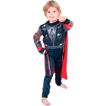 Fantasia Thor Infantil Deluxe Longo Com Peitoral Musculoso e Capa