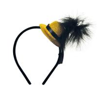 Fantasia Tiara Chapéu com Penas Ouro Festa Carnaval 01 Unidade Cromus Rizzo