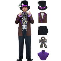 Fantasia Tvnxdgl The Hatter para homens Mad Tea Party Halloween M Fantasia Tvnxdgl The Hatter para homens Mad Tea Party Halloween M