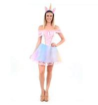 Fantasia Unicórnio Adulto Feminino Com Tiara Heat Girls