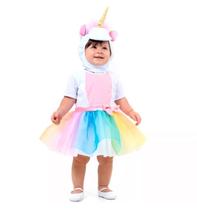 Fantasia Unicórnio Bebê Vestido e Gorro com Chifre 1 ano Fantasia Unicórnio Bebê Vestido e Gorro com Chifre 1 ano