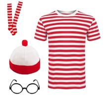 Fantasia Unissex Para Jovens E Famílias Wally Com Óculos, Chapéu E Meias, Manga Curta, Cosplay De Fantasia Unissex Para Jovens E Famílias Wally Com Óculos, Chapéu E Meias, Manga Curta, Cosplay De
