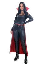 Fantasia Vampira Macacão Adulto com Gola e Capa - Halloween Fantasia Vampira Macacão Adulto com Gola e Capa - Halloween