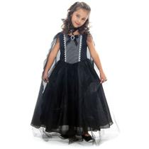 Fantasia Vampira Prata Vestido Infantil com Capa - Halloween Fantasia Vampira Prata Vestido Infantil com Capa - Halloween