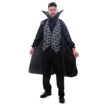 Fantasia Vampiro Cinza Adulto com Capa e Lenço - Halloween