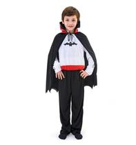 Fantasia Vampiro Infantil de Halloween Conde Drácula Longa Com Capa