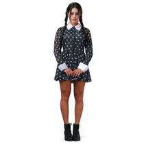 Fantasia Vandinha Família Addams Vestido Estampado Adulto - Halloween