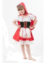 Fantasia Vestido Chapeuzinho Vermelho Infantil Com Capuz