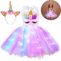 Fantasia Vestido De Unicórnio Carnaval Meninas Com Led