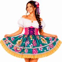 Fantasia Vestido Festa Junina Anarrie Adulto Feminino de Luxo