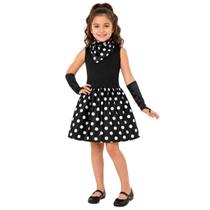Fantasia Vestido Infantil Anos 60/70 - Preto - M - Mundo Encantado Fantasias