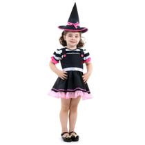 Fantasia Vestido Infantil Bruxinha e Chapéu Halloween