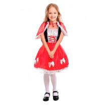 Fantasia Vestido Infantil Chapeuzinho Vermelho Com Capa