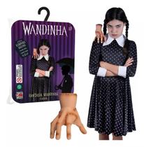 Fantasia Vestido Infantil Wandinha Addams Série Netflix Menina Original Luxo Com Mãozinha Fantasia Vestido Infantil Wandinha Addams Série Netflix Menina Original Luxo Com Mãozinha