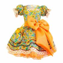 Fantasia Vestido Junino Bebê Caipirinha Com Bolsinha de Luxo