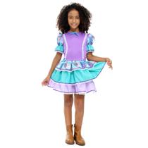 Fantasia Vestido Junino Lilás com Babados Infantil - Festa Junina