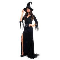 Fantasia Vestido Longo Bruxa Sombria Adulta com Chapéu - Halloween Fantasia Vestido Longo Bruxa Sombria Adulta com Chapéu - Halloween