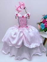 Fantasia Vestido Luxo Infantil Princesa Bela/ Ariel C/ Tiara