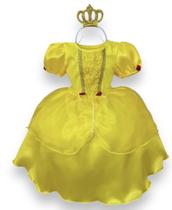 Fantasia Vestido Luxo Infantil Princesa C/ Luva e Tiara