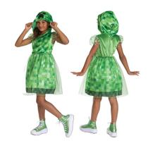 Fantasia Vestido Minecraft Creeper Infantil com Capuz Tamanho 7-8 Fantasia Vestido Minecraft Creeper Infantil com Capuz Tamanho 7-8
