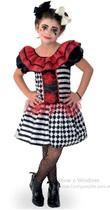 Fantasia Vestido Pierrot Infantil Palhaça Zumbi Arlequina Terror Halloween Carnaval Dia das Bruxas Festa Tema Circo