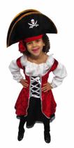 Fantasia Vestido Pirata Feminina Bebê Infantil Carnaval Halloween