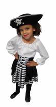 Fantasia Vestido Pirata Feminina Bebê Infantil Carnaval Listrada