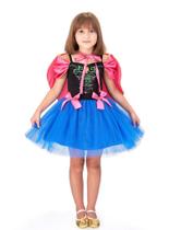 Fantasia Vestido Princesa Anna Ana Luxo Frozen Infantil Menina c /capa