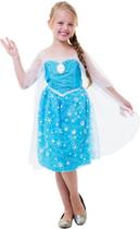 Fantasia Vestido Princesa Elsa Musical Frozen Som E Luz+capa