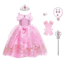 Fantasia: vestido rosa de princesa com acessórios para meninas 3T-11Y Fantasia: vestido rosa de princesa com acessórios para meninas 3T-11Y