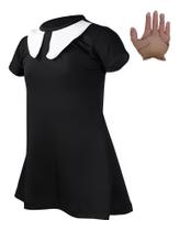 Fantasia Vestido Roupa Vandinha 2 A 9 Anos Com Mãozinha