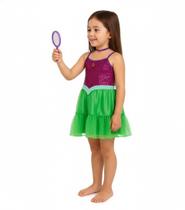 Fantasia Vestido Sereia Infantil Com Choker Luxo Paetê Tule Ajustável Fantasia Vestido Sereia Infantil Com Choker Luxo Paetê Tule Ajustável