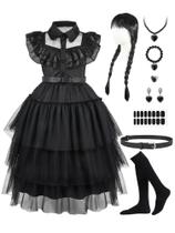 Fantasia VOKOFAYE preta de Halloween para meninas de 9 a 10 anos + Acc