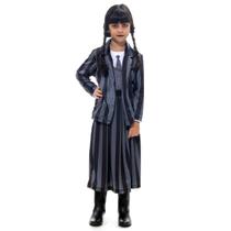 Fantasia Wandinha Infantil Uniforme Cinza Colegial Halloween