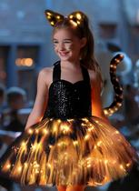 Fantasia Wuwdysa Girls Black Cat TuTu Tule com luz LED 5-6T