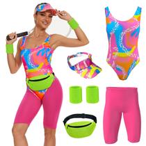 Fantasia ZOKJFDK 80s Workout para mulheres, Halloween, cosplay 2XL Fantasia ZOKJFDK 80s Workout para mulheres, Halloween, cosplay 2XL
