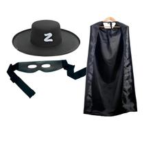 Fantasia Zorro Carnaval Adulto 3 Peças Capa Chapéu Máscara Fantasia Zorro Carnaval Adulto 3 Peças Capa Chapéu Máscara