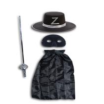 Fantasia Zorro Infantil com Capa, Chapéu, Máscara e Espada