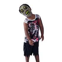 Fantasia zumbi infantil completa cosplay carnaval halloween