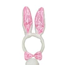 Fantasias Coelhinha Pelúcia Com Cetim 3 Peças Tiara Gravata Rabinho De Pompom Fantasias Coelhinha Pelúcia Com Cetim 3 Peças Tiara Gravata Rabinho De Pompom