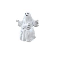 Fantasma de Halloween com estátua de cachorro, decoração de jardim em resina
