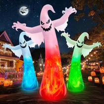 Fantasma inflável de Halloween de 12 pés com luzes LED de chama de 3 cores Fantasma inflável de Halloween de 12 pés com luzes LED de chama de 3 cores