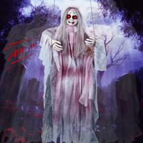 Fantasmas pendurados de Halloween Jibeufi Creepy Swinging Girl Ghost